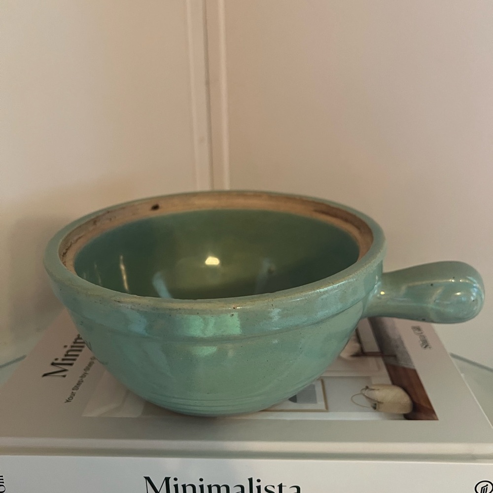 Vintage USA stoneware handled pottery soup